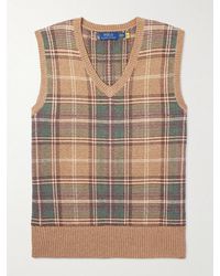 Polo Ralph Lauren - Checked Wool And Cotton-Blend Sweater Vest - Lyst