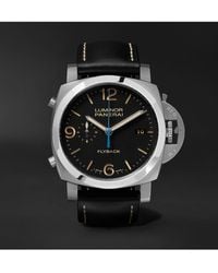 Panerai - Luminor Chrono Automatic Flyback Chronograph 44mm Stainless Steel And Leather Watch, Ref. No. Pam00524 - Lyst