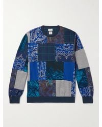 Etro Felpa Patchwork Cotton-blend Jersey Sweatshirt - Blue