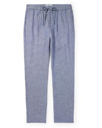 Frescobol Carioca - Oscar Straight-Leg Linen And Cotton-Blend Drawstring Trousers - Lyst