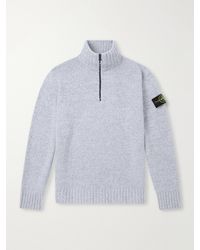 Stone Island - Speckled Wool And Nylon-Blend Half-Zip Sweater - Lyst