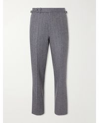 dunhill - Straight-Leg Herringbone Wool And Cashmere-Blend Trousers - Lyst