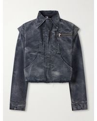 SEKRIT - Chopper Cropped Distressed Cotton-Canvas Bomber Jacket - Lyst