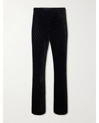 Gucci - Straight-Leg Logo-Devoré Velvet Trousers - Lyst