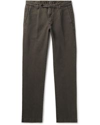Massimo Alba - Ionio2 Straight-leg Pleated Cotton And Hemp-blend Gabardine Trousers - Lyst