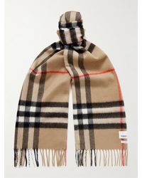 Burberry - Fringed Checked Cashmere Scarf - Lyst