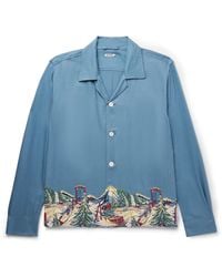 Bode - Ski Lift Camp-collar Bead-embellished Printed Woven Shirt - Lyst