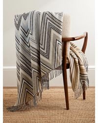 Missoni - Plume Fringed Striped Jacquard-Knit Wool-Blend Blanket - Lyst