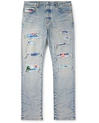 Amiri - Aloha Thrasher Skinny-Fit Distressed Embellished Panelled Jeans - Lyst