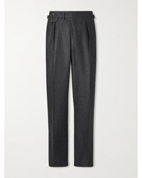 J. Mueser - Waverly Straight-Leg Pleated Wool-Twill Suit Trousers - Lyst