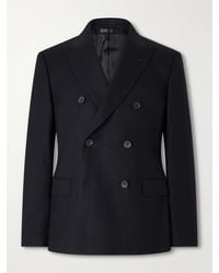 MR P. - Slim-fit Double-breasted Satin-trimmed Wool-flannel Blazer - Lyst