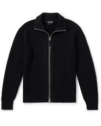 Tom Ford - Slim-fit Ribbed Wool And Cashmere-blend Zip-up Cardigan - Lyst