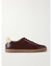 Brunello Cucinelli - Coda Di Rondine Leather-Trimmed Waxed-Suede Sneakers - Lyst