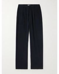 AURALEE - Straight-leg Pleated Cotton And Silk-blend Twill Suit Trousers - Lyst