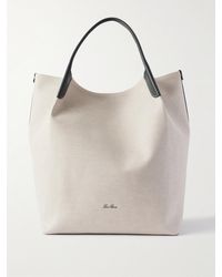 Loro Piana - Bale Extra Large Leather-Trimmed Canvas Tote Bag - Lyst
