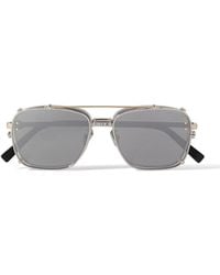 Dior - Cd Diamond S4u Aviator-style Silver-tone Sunglasses - Lyst