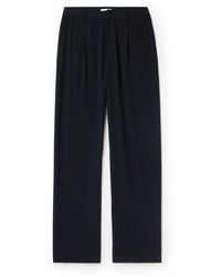 AURALEE - Straight-leg Pleated Cotton And Silk-blend Twill Suit Trousers - Lyst