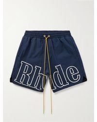 Rhude - Shorts a gamba dritta in nylon con logo e coulisse - Lyst