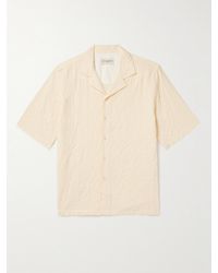 Officine Generale - Eren Camp-collar Cotton-blend Seersucker Shirt - Lyst