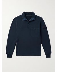 Stone Island - Ghost Logo-Appliquéd Garment-Dyed Cotton-Blend Jersey Half-Placket Sweatshirt - Lyst