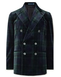 Polo Ralph Lauren - Double-Breasted Checked Cotton-Velvet Blazer - Lyst