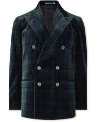 Polo Ralph Lauren - Double-Breasted Checked Cotton-Velvet Blazer - Lyst