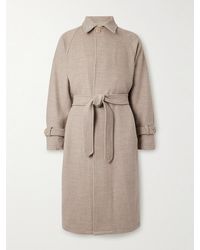 STÒFFA - Belted Herringbone Wool Coat - Lyst