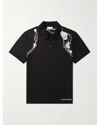 Alexander McQueen - Pressed Flower Harness Embroidered Cotton-jersey Polo Shirt - Lyst