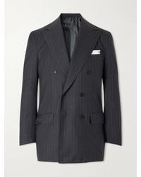 Kiton - Double-Breasted Pinstriped Wool Suit Jacket - Lyst