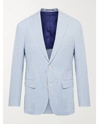 Sid Mashburn Kincaid No. 1 Slim-fit Striped Cotton-seersucker Blazer - Blue