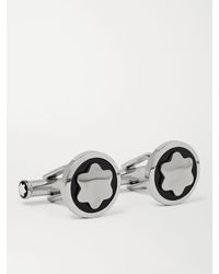Montblanc Mens Silver Star Stainless Steel Cufflinks - Metallic