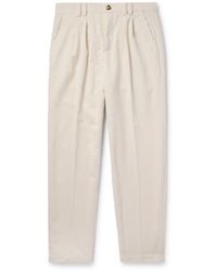 Brunello Cucinelli - Straight-leg Pleated Cotton-corduroy Trousers - Lyst