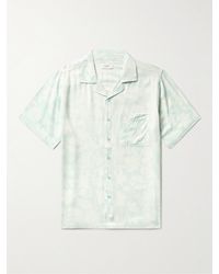 Onia Vacation Camp-collar Floral-print Twill Shirt - Blue