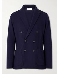 Lardini - Double-Breasted Knitted Virgin Wool Blazer - Lyst