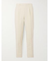 De Petrillo - Straight-leg Pleated Cotton-blend Seersucker Suit Trousers - Lyst