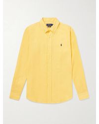 Polo Ralph Lauren - Button-Down Collar Logo-Embroidered Linen Shirt - Lyst