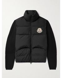 Moncler - Slim-fit Logo-appliquéd Ribbed-knit And Quilted Shell Down Zip-up Cardigan - Lyst