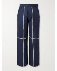 Kartik Research - Rabari Straight-Leg Embroidered Textured-Wool Trousers - Lyst