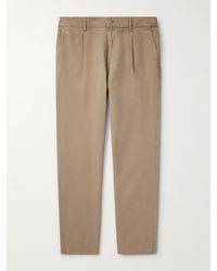 MR P. - Daniel Tapered Pleated Organic Cotton-Canvas Trousers - Lyst