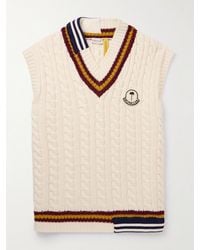 Moncler Genius - Palm Angels Logo-appliquéd Cable-knit Wool Sweater Vest - Lyst