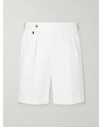 Brunello Cucinelli - Wide-leg Pleated Cotton And Linen-blend Bermuda Shorts - Lyst