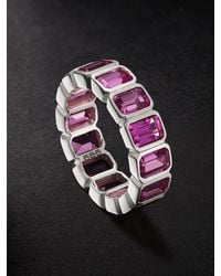 42 Suns - Memoire-Ring aus 14 Karat Weißgold mit pinkfarbenen Saphiren - Lyst