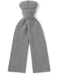 Celine - Logo-Embroidered Ribbed Cashmere Scarf - Lyst