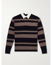 FRAME - Striped Wool And Cashmere-Blend Polo Shirt - Lyst
