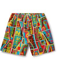 Bode - New England Mosaic Straight-leg Printed Textured-cotton Shorts - Lyst