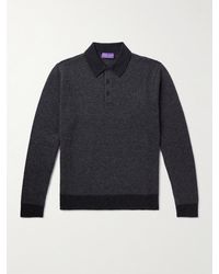 Ralph Lauren Purple Label - Pullover aus Kaschmir mit Fischgratmuster und Polokragen - Lyst