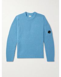 C.P. Company - Logo-appliquéd Waffle-knit Wool-blend Sweater - Lyst
