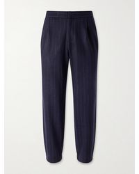 Sease - Tapered Pinstriped Wool-Blend Trousers - Lyst