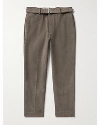 Officine Generale - Hoche schmal und gerade geschnittene Hose aus Cord aus einer Baumwollmischung mit Gürtel - Lyst