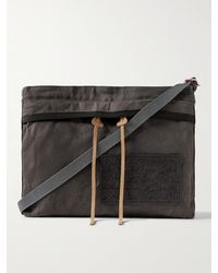 Acne Studios - Andemer Leather-trimmed Appliquéd Coated-canvas Messenger Bag - Lyst